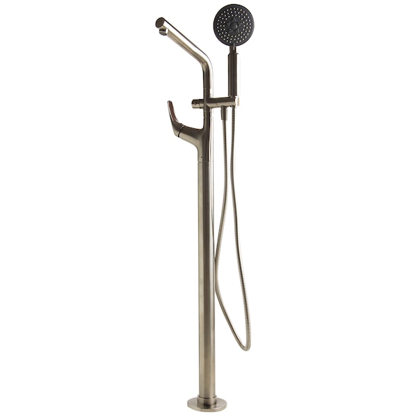 Alfi Brand Brushed Nckl Floor mount Tub Filler + Mixer /w Hand Held Shower Head AB2758-BN - main